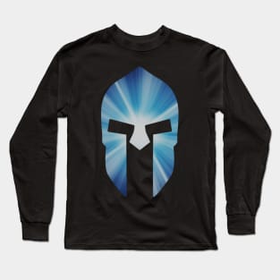 Blue Spartan War Helmet Long Sleeve T-Shirt